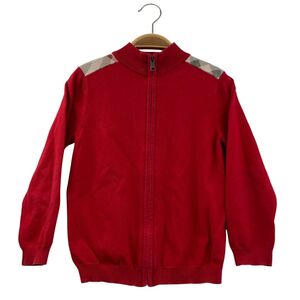 BURBERRY CHILDREN　バーバリー チルドレン　ニットジャケット　子ども服　サイズ6Y/116㎝　レッド×ノバチェック　【USED】　