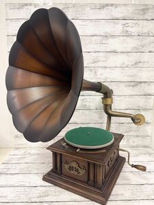 蓄音機 ウッドホーン Les Phonographes de Francois Desire Odobez 木製ラッパ アンティーク レトロ 　Y11