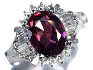 7KK14110T【売り切り】新品【RK宝石】《garnet》妖艶な輝き!! 極上ガーネット 大粒2.36ct 極上ダイヤモンド 0.5ct Pt900 高級リング ダイヤ