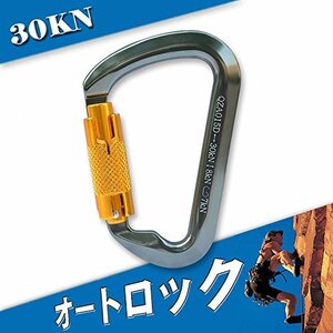 カラビナ 登山用 オートロック (自動式) 安全環付き カラビナ 30KN D環 CE認証 操作簡単 アルミニウム合金製 超軽量 アウトドア装備