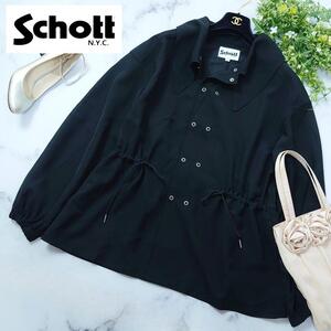 Schott×RUMBLE REDコラボ ショット ランブルレッド SLUB CHIFFON TRACK ジャケット ブルゾン シースルー シフォン 黒 ブラック レディース