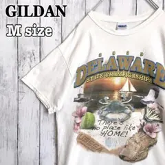 GILDAN ギルダン デラウェア カニ 両面プリント 白 tシャツ 海外古着