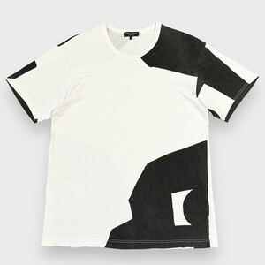 希少！ COMME des GARCONS HOMME PLUS コムデギャルソンオムプリュス 幾何学柄 両面プリント 半袖 Tシャツ L 白 黒 ホワイト ブラック 