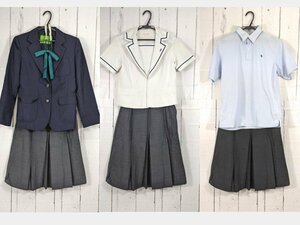 【as126】茨城県 清真学園高校 旧モデル 女子用学生服 制服 ブレザー+夏服セーラー服+半袖ポロシャツ+冬服スカート+リボン◆e80