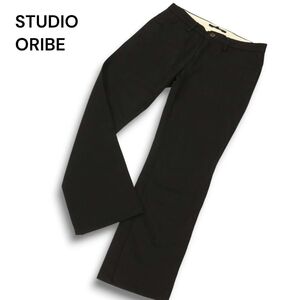 【美品】STUDIO ORIBE スタジオオリベ LP01-41 通年 ストレッチ★ Lポケット ワーク パンツ Sz.4 メンズ 黒 日本製　C4B05238_C#R