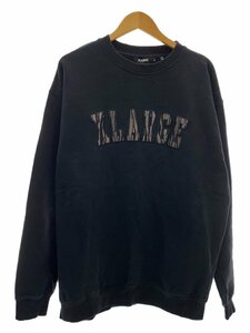 X-LARGE◆エンブロイダリーゼブラロゴ クルーネックスウェット/XL/コットン/ブラック/101221012014