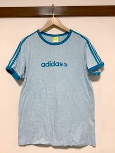 な1132 adidas neo アディダスネオ リンガーTシャツ 半袖Tシャツ XO ブルー 小さめ