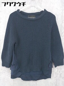 ◇ B MING LIFE STORE by BEAMS 切替 長袖 ニット セーター ネイビー レディース