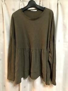 【ZARA/ザラ】フリル長袖Tシャツ/M★カーキ★レディース★USED