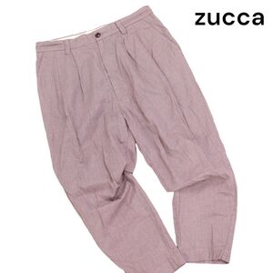 zucca ズッカ 春夏 チェック柄♪ サルエル テーパード タック スラックス パンツ Sz.M　レディース 日本製　K4B00481_6#P