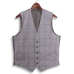 【美品】CHRISTIAN ORANI クリスチャンオラーニ 秋冬 ウール ツイード ウィンドウペン チェック ジレ ベスト Sz.M メンズ 灰　E4T02618_C#N