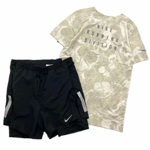 NIKE ナイキ ランニング ディビジョン Tシャツ＆ハーフパンツ 910957-100 DX0842-010 アイボリー黒 M