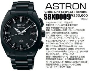 3年保証 新品未使用！ セイコー アストロン オリジン GPSソーラー SBXD009 ブラック SEIKO ASTRON ORIGIN SBXD 009