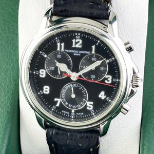 【1円〜】FREDERIQUE CONSTANT フレデリック コンスタント 腕時計 メンズ クロノグラフ ブラック文字盤 ラウンドフェイス 可動品