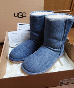 UGG アグ クラシック　ショート　ウォッシュドデニム　ムートンブーツ ショートブーツ ボア 裏ボアブーツ　7 24cm 送料無料