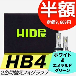 【半額セール】1日限定【送料無料】HID屋 LED 爆光 2色切替 フォグランプ HB4 新色 エメラルドグリーン R1/R2などに