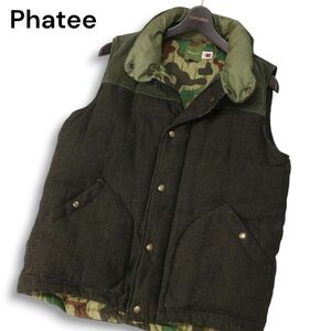 Phatee × BEAMS ファッティー × ビームス 【ODD PUFF VEST】秋冬 ウール ヘンプ★ ツイード 中綿 ベスト Sz.M メンズ　I4T04067_C#N