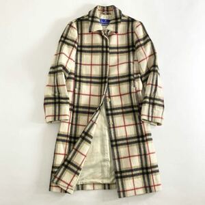 86h29 【希少モデル】BURBERRY BLUE LABEL バーバリーブルーレーベル バーバリーチェック ウールコート チェックコート サイズ38