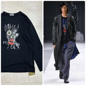 24ss 2024 新品 Yohji Yamamoto POUR HOMME ヨウジヤマモト プールオム PH プリント ロングスリーブ ロンT サイズ 3 定価26.400円 612