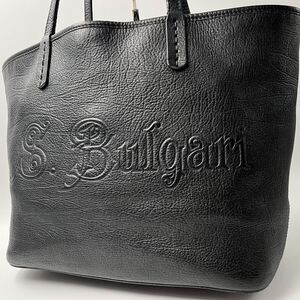 【入手困難/大容量】 BVLGARI ブルガリ コレツィオーネ メンズ トートバッグ ハンド 肩掛け レザー本革 ビジネス A4 PC 書類鞄 ブラック 黒