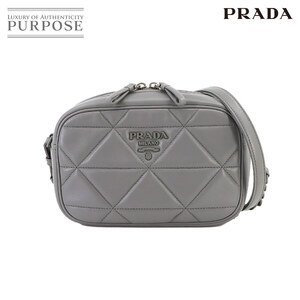 新品同様 プラダ PRADA スペクトラム チェーン ショルダー バッグ レザー グレー 1BH141 シルバー 金具 Shoulder Bag 90233913