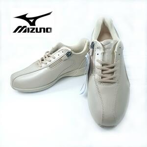 hws01365 新品タグ付き MIZUNO B1GR145249 スニーカー サイドジップ 23.5cm ミズノ ウオーキング コンフォート ベージュ