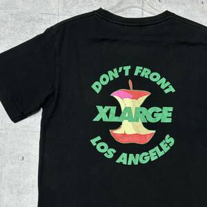 XLARGE リンゴ 両面プリント 半袖 ブラック Tシャツ エクストララージ　　ストリート スケート ショートスリーブ クルーネック 玉10517