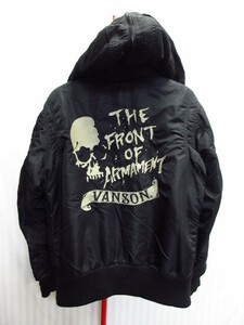 VANSON　バンソン×クローズ T.F.O.A.　N-2B メンズL 黒 フライトジャケット 防寒バイクジャンパー 刺繍デザインライダースジャケット11012