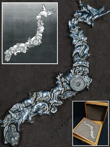 【希少】ILARIA&ANGIOLO LOGI 「JAPAN PUZZLE」 100セット限定 SILVER925 822g パズル マホガニーケース 箱大きさ32×33×20cm 美しい日本