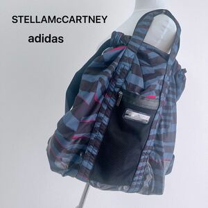 adidas アディダス STELLAMcCARTNEY ステラマッカートニー ネイビー　リュック　ナイロン 大容量 柄リュック　バックパック　61031FH