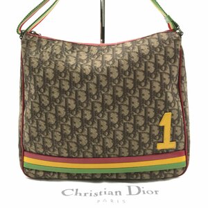 1円 良品 Christian Dior ディオール トロッター ラスタライン ショルダー バッグ 斜め掛け PVC キャンバス 総柄 レディース k2872