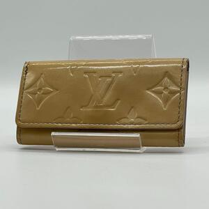 【良品】 LOUIS VUITTON ルイヴィトン モノグラム ヴェルニ ミュルティクレ4 キーケース エナメル メンズ レディース ベージュ BC380325B 