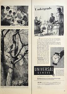 稀少・時計広告！1950年代ユニバーサル 時計広告/Universal Geneve Watch/Swiss/W-3