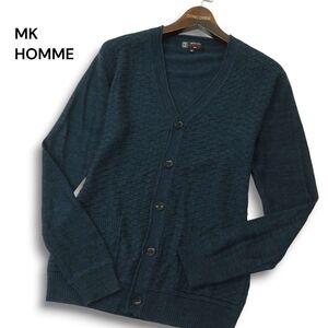 美品★ MK HOMME ミッシェルクラン オム 秋冬 ウール混★ 切替 ニット カーディガン Sz.46　メンズ　A4T09728_9#N