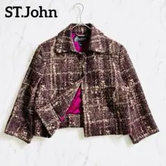 I113 ST.John セントジョン　装飾ツイードカラージャケット　ボレロ