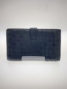 BOTTEGA VENETA◆長財布/レザー/BLK/無地/メンズ/手帳型