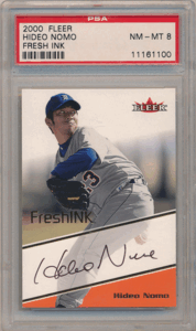 野茂英雄 MLB 2000 Fleer Fresh Ink Signature Auto PSA 8 直筆サイン オート Hideo Nomo