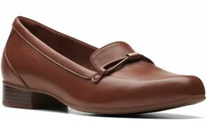 送料無料 Clarks 24cm ビット ローファー フラット タン ブラウン スニーカー レザー スリッポン フォーマル バレエ RRR199