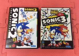 【GM5834/60/0】メガドライブソフト★ソニック・ザ・ヘッジホッグ2+3★２本セット★SONIC★MD★MEGA DRIVE★SEGA★カセット★説明書付き★