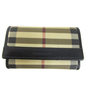 バーバリー ロンドン BURBERRY LONDON キーケース ノバチェック 2連 PVC レザー 革 ロゴ ブラック 黒 ベージュ /YM5 レディース