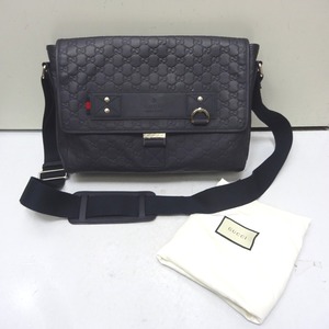 Ft611511 グッチ ショルダーバッグ メッセンジャーバッグ 斜め掛け グッチシマ 246067 ブラック系 メンズ GUCCI 中古