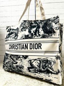 [1円]新品未使用Christian Dior クリスチャンディオールトートバック キャンバス グレー系 トワル ドゥ ジュイ エンブロイダリーミディアム