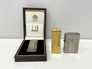 （IS1996他）dunhill/ダンヒル ガスライター シルバーカラー ゴールドカラー 24163 ZIPPO/ジッポ 喫煙グッズ おまとめ3点 ※着火未確認