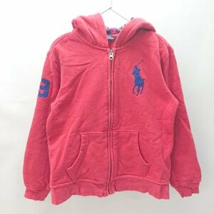 ◇ POLO RALPH LAUREN ポロ ラルフローレン フ－ドチェック柄 長袖 パ－カ－ サイズ7 レッド系 メンズ レディース E