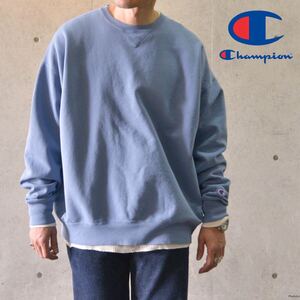 【目無し】Champion チャンピオン Garment Dyed クルーネック スウェット S-CD400 ガーメントダイ 後染め オーバーサイズ 水色 ブルー