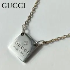 美品✨ GUCCI グッチ SV925 シルバー スクエア ロゴ ネックレス