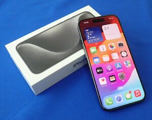 ◎美品　iPhone15 pro　512GB　ブラックチタニウム　MTUH3J/A　バッテリー100％　SIMフリー　au　利用制限△