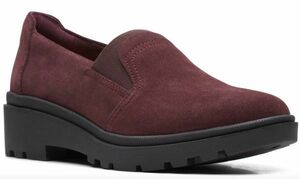 Clarks 25cm ウエッジ チャンキー ローファー 軽量 こっくり バーガンディ 秋色 テラコッタ スリッポン スニーカー パンプス 限11