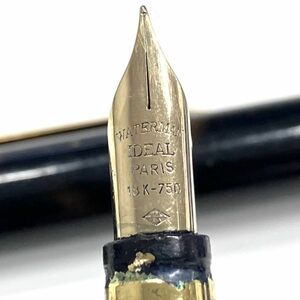 X009-O18-3464 ★ WATERMAN ウォーターマン IDEAL PARIS 万年筆 18K 750 刻印 ブラウン系 マーブル インク付き 文房具①