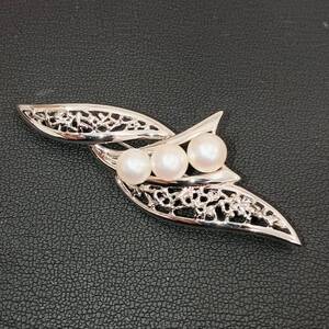 田崎真珠 TASAKI タサキ ブローチ ピンブローチ パール 本真珠 7mm シルバー 925 アクセサリー ネックレストップ リーフ 